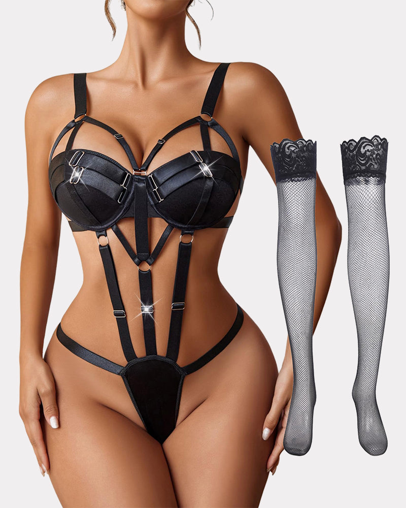 Push Up Teddy Dessous Einteiler