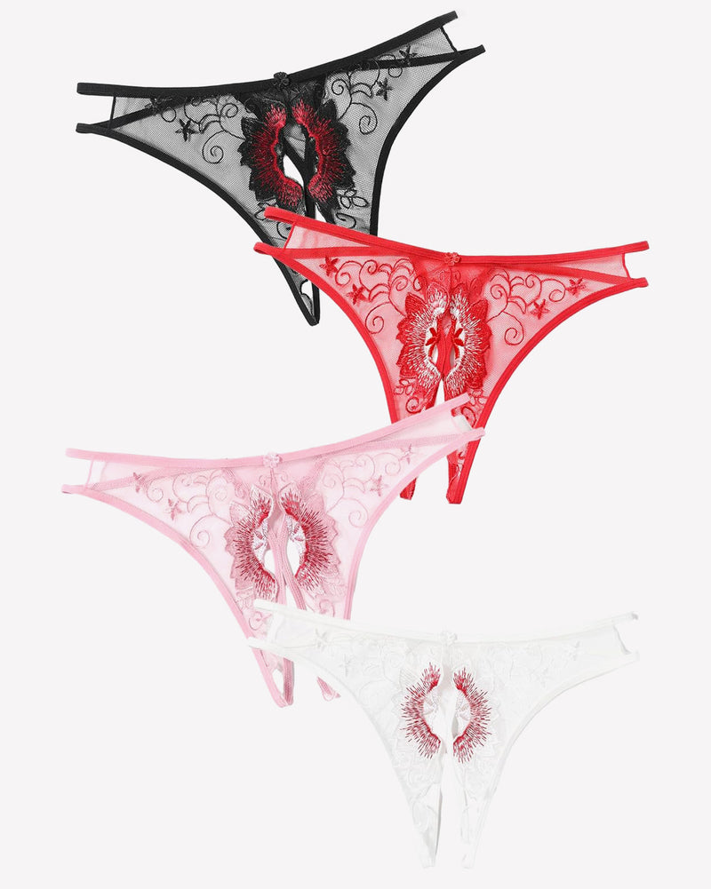 Floral Slips Bestickte Tangas Höschen