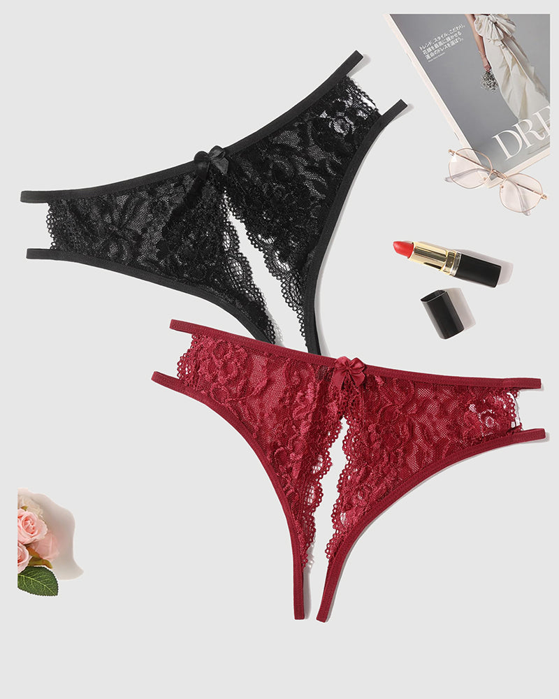 Spitzenhöschen Floraler Spitzen-Slip mit Schleife