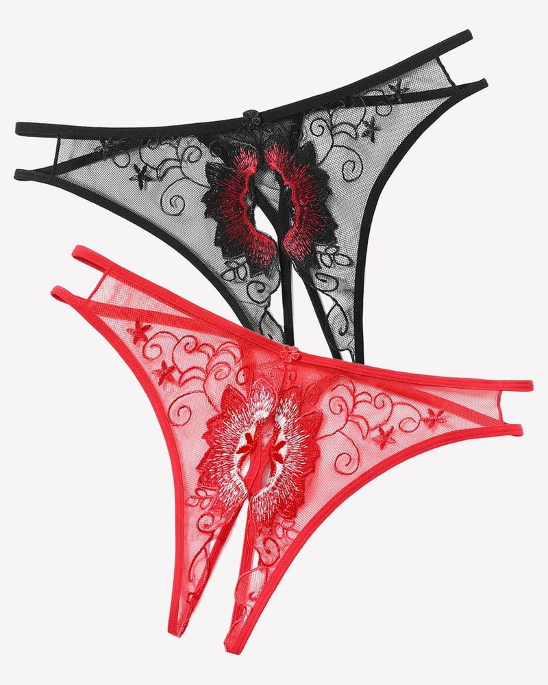Floral Slips Bestickte Tangas Höschen