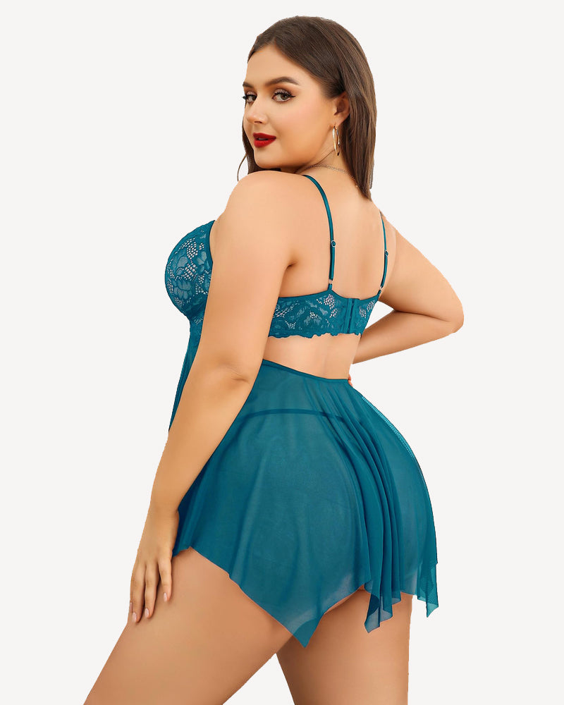 Plus Size Spitze Braut Babydoll Nachthemden