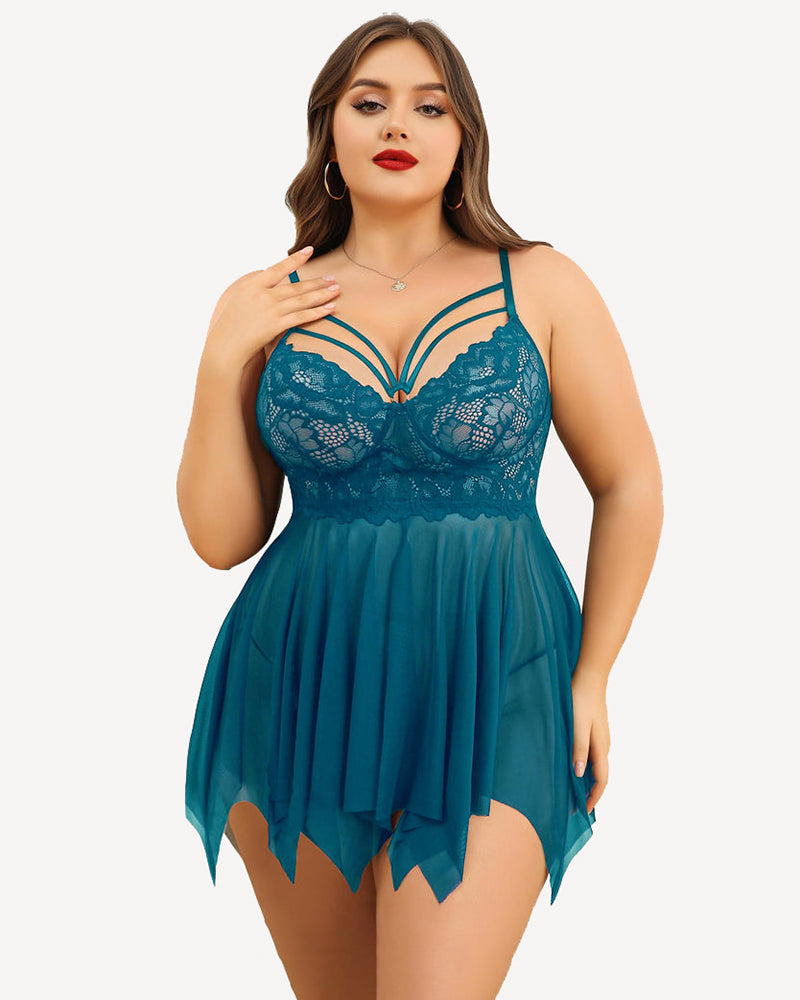Plus Size Spitze Braut Babydoll Nachthemden