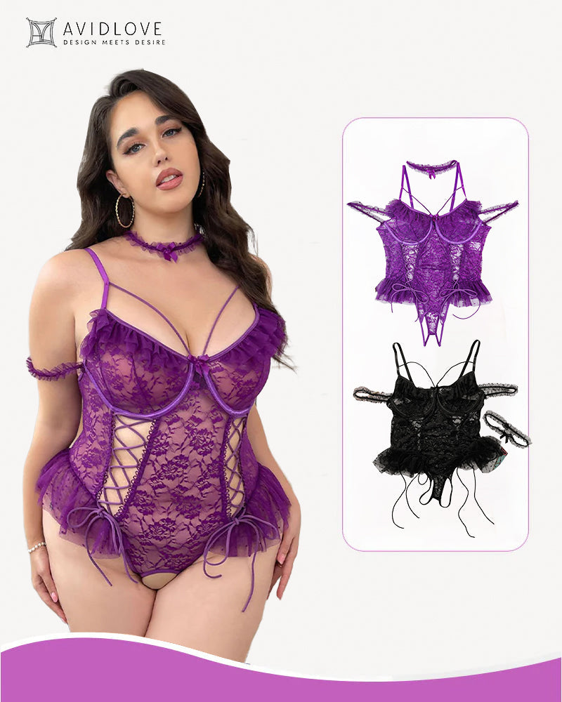 Bodys mit transparenter Spitze in Übergröße