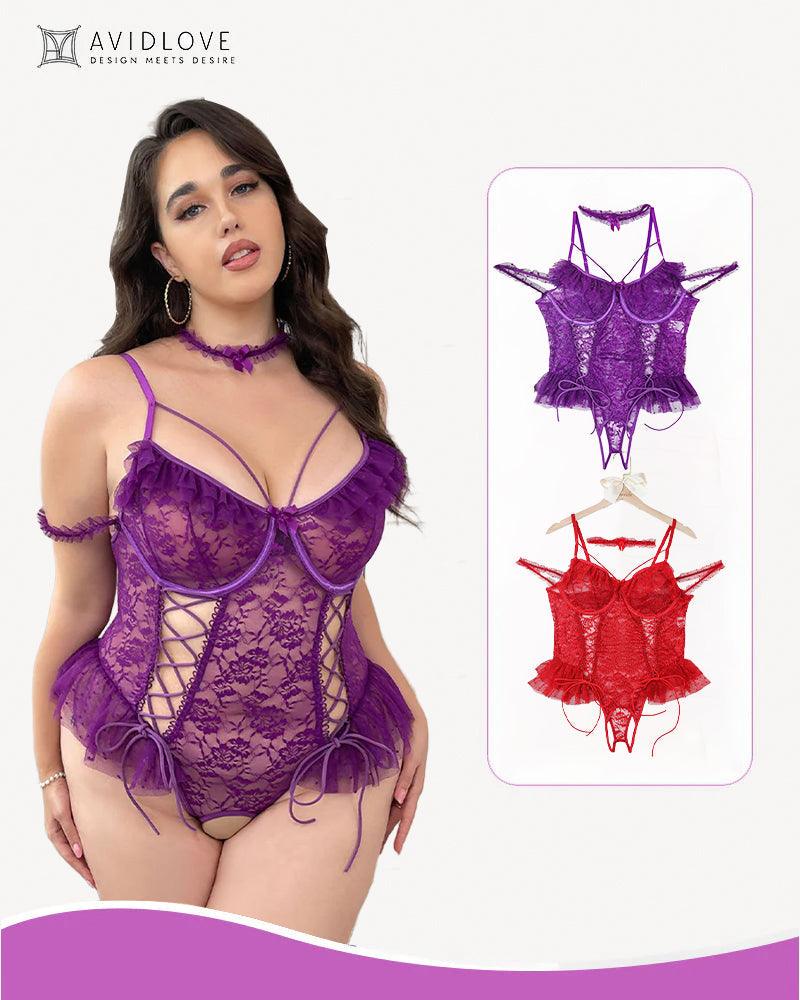 Bodys mit transparenter Spitze in Übergröße