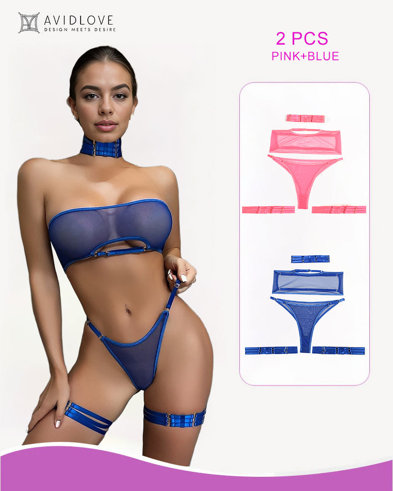 2er-Pack Mesh-BH und -Tanga-Set