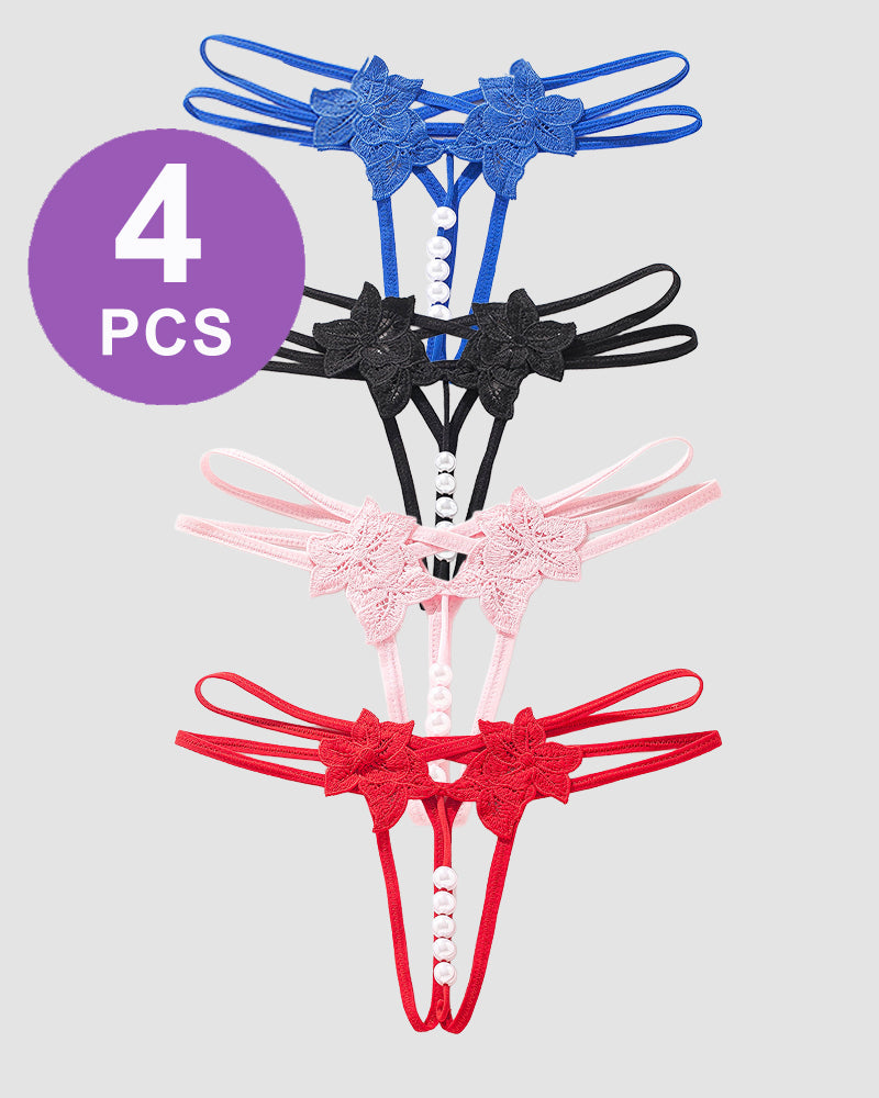 Pearl Lingerie Lace Open Panties G-String