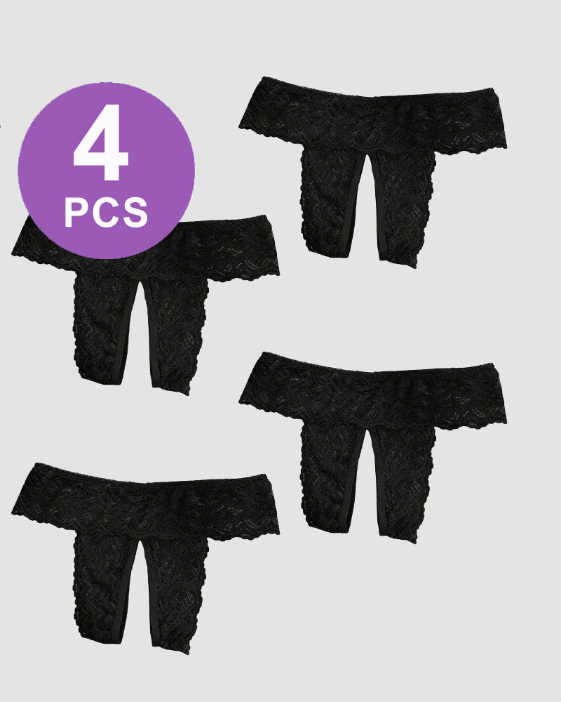 Plus Size Spitzenhöschen mit offenem Schritt