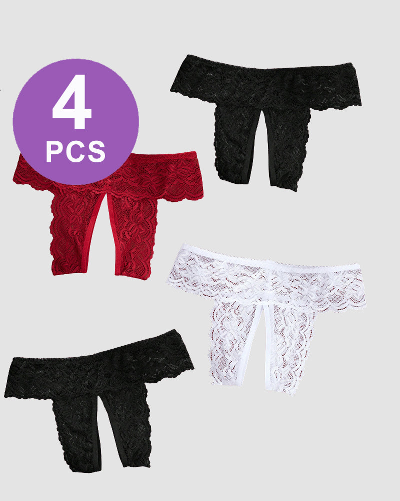 Plus Size Spitzenhöschen mit offenem Schritt