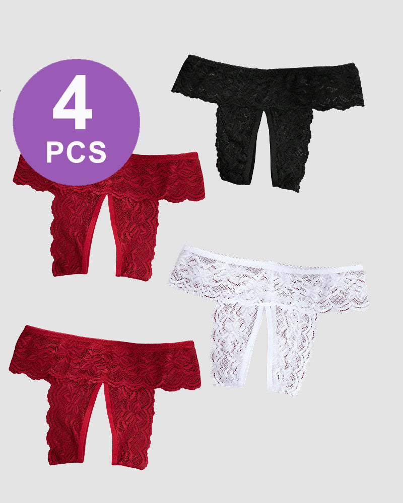 Plus Size Spitzenhöschen mit offenem Schritt