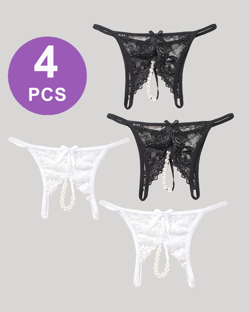 Spitze Perle G-String niedriger Aufstieg T-Back Thongs Panty Set