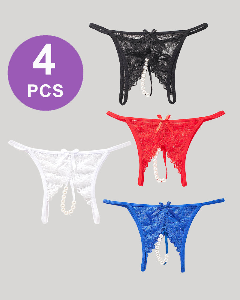 Spitze Perle G-String niedriger Aufstieg T-Back Thongs Panty Set