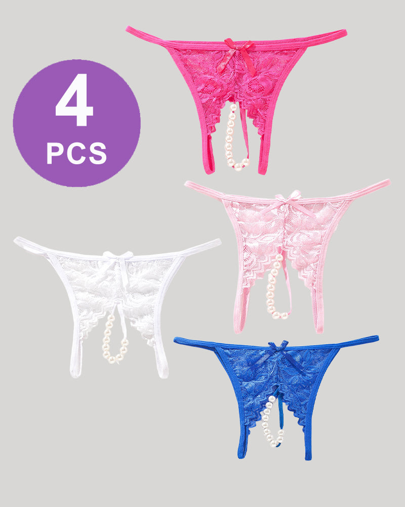 Spitze Perle G-String niedriger Aufstieg T-Back Thongs Panty Set