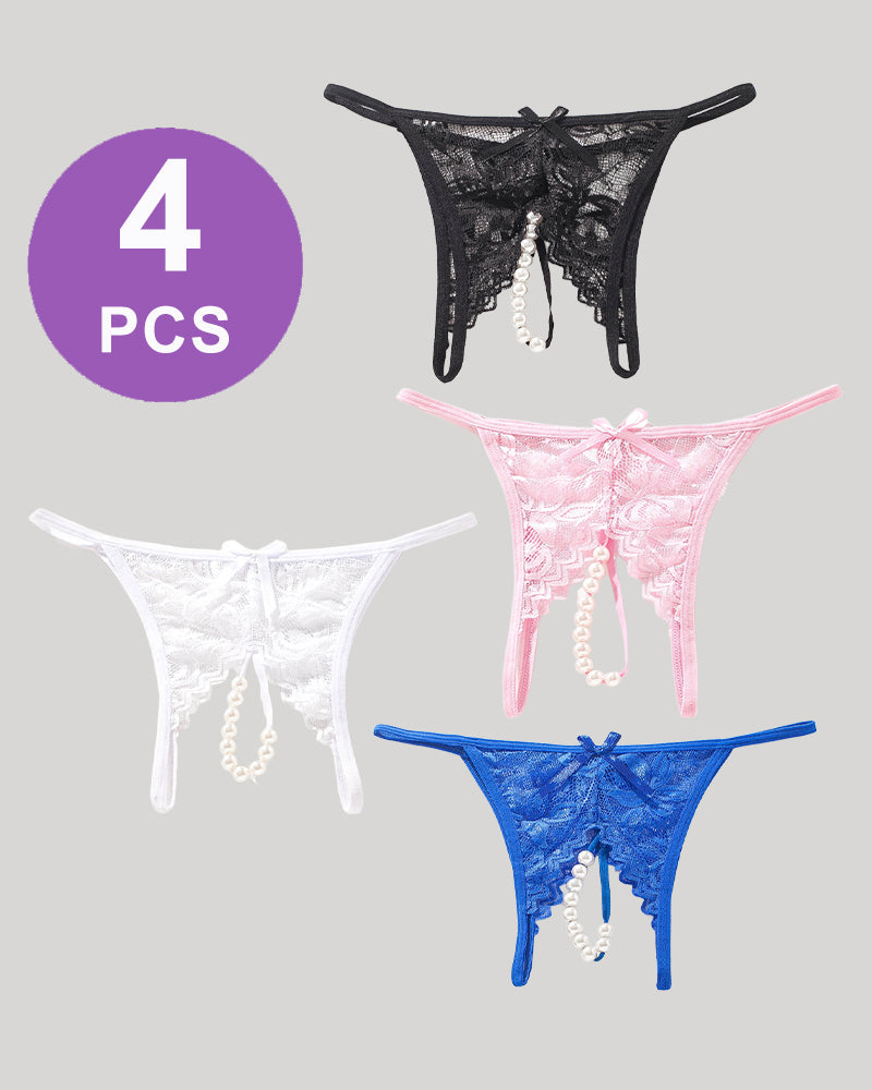 Spitze Perle G-String niedriger Aufstieg T-Back Thongs Panty Set