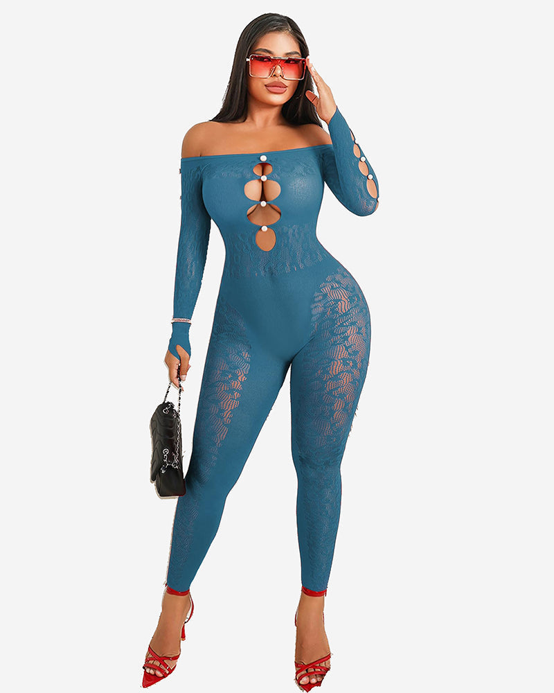 Fischnetz-Körperstrumpf-Outfit