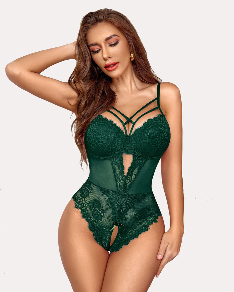 Leopard Spitze Harness Bodysuit