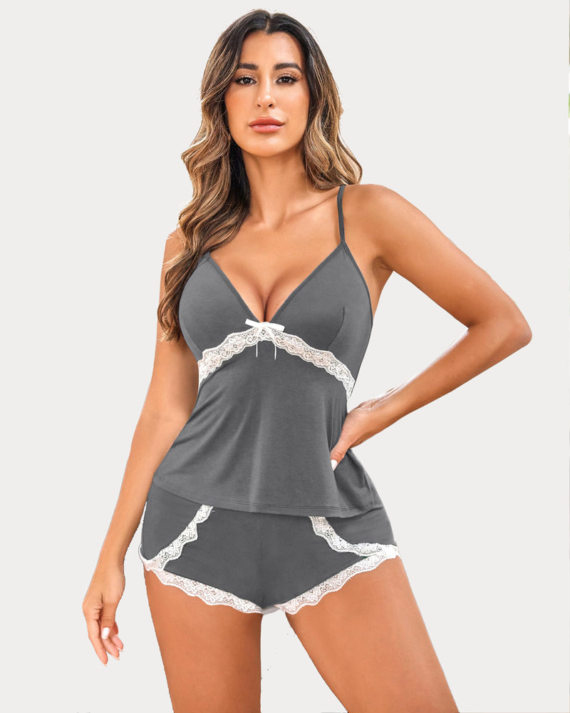 Cami Set Spitzenbesatz Kurze Pjs Sets