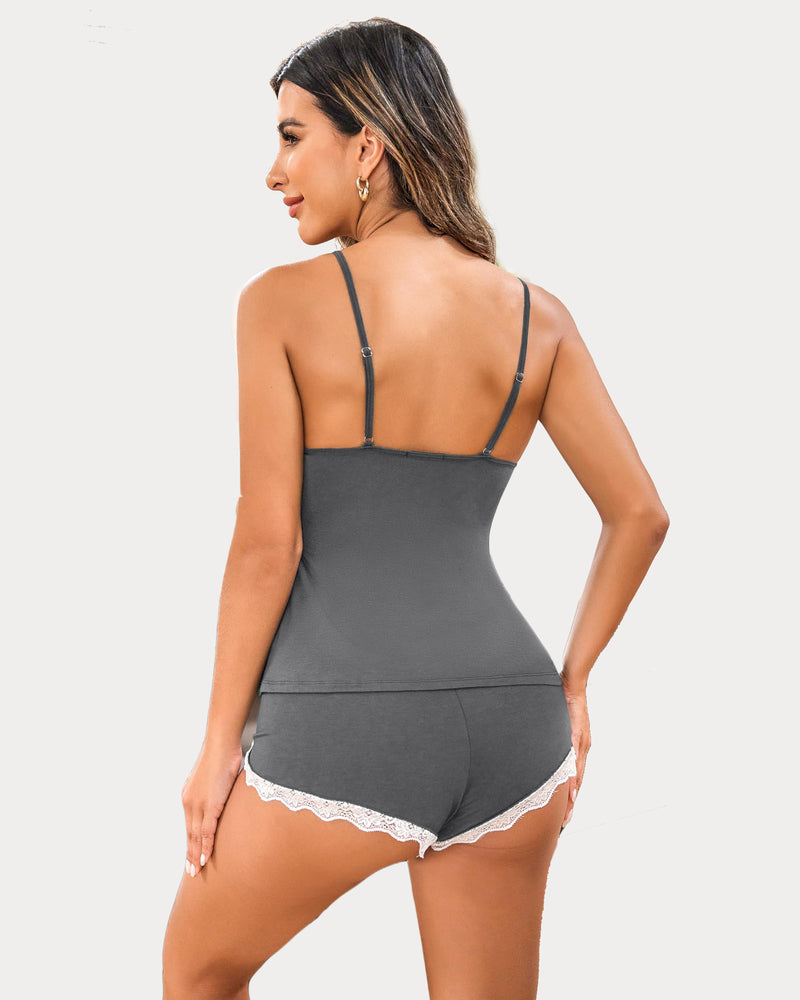 Cami Set Spitzenbesatz Kurze Pjs Sets