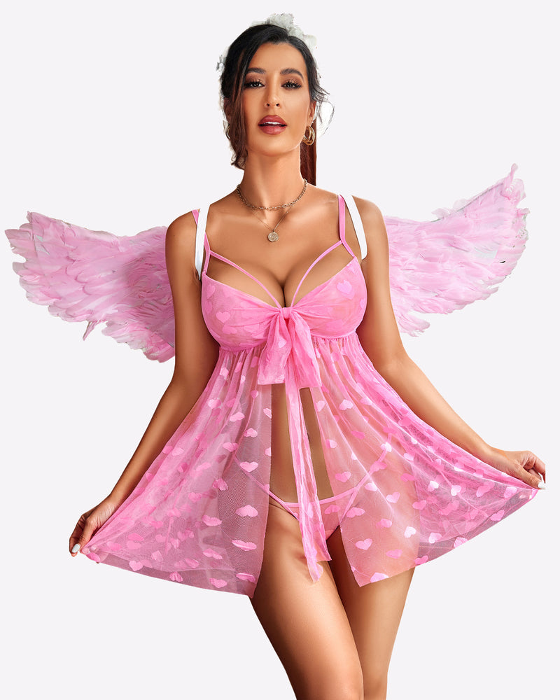 Babydoll aus Spitze mit offener Vorderseite Nachthemd