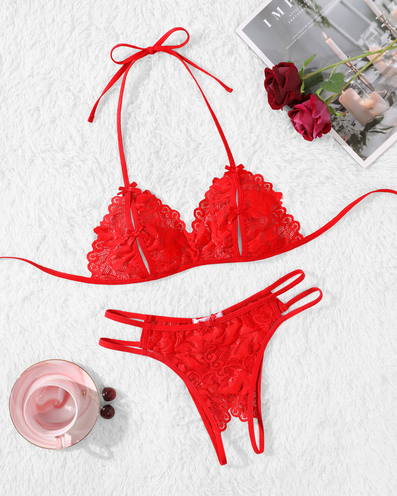 BH und Panty Set Halter Lace 2 Stück Set