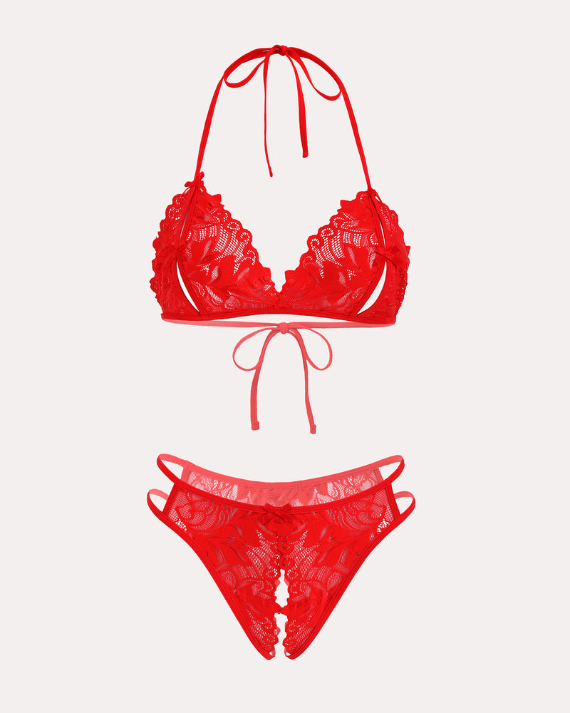 BH und Panty Set Halter Lace 2 Stück Set