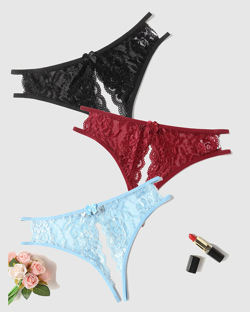 Spitzenhöschen Floraler Spitzen-Slip mit Schleife