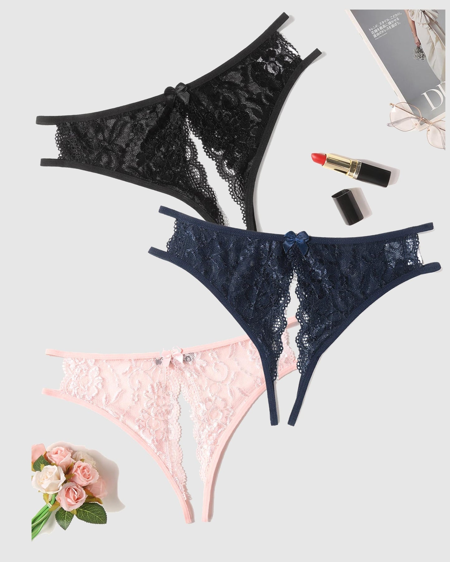 Spitzenhöschen Floraler Spitzen-Slip mit Schleife