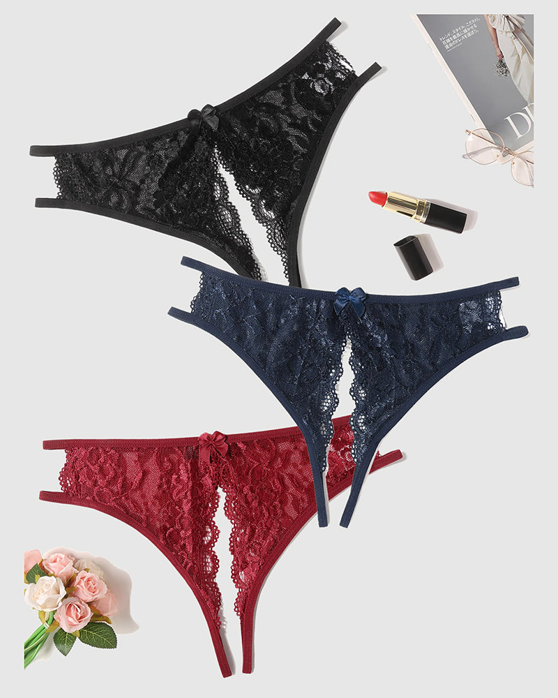 Spitzenhöschen Floraler Spitzen-Slip mit Schleife