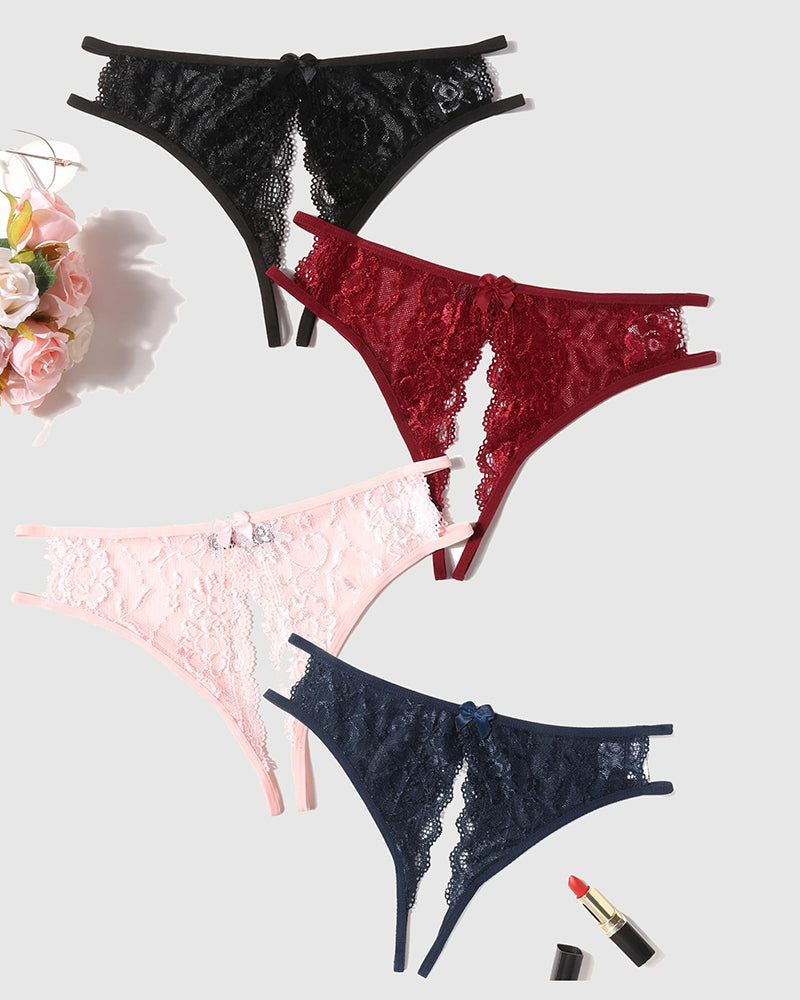 Spitzenhöschen Floraler Spitzen-Slip mit Schleife