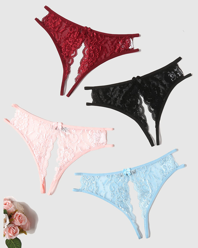 Spitzenhöschen Floraler Spitzen-Slip mit Schleife