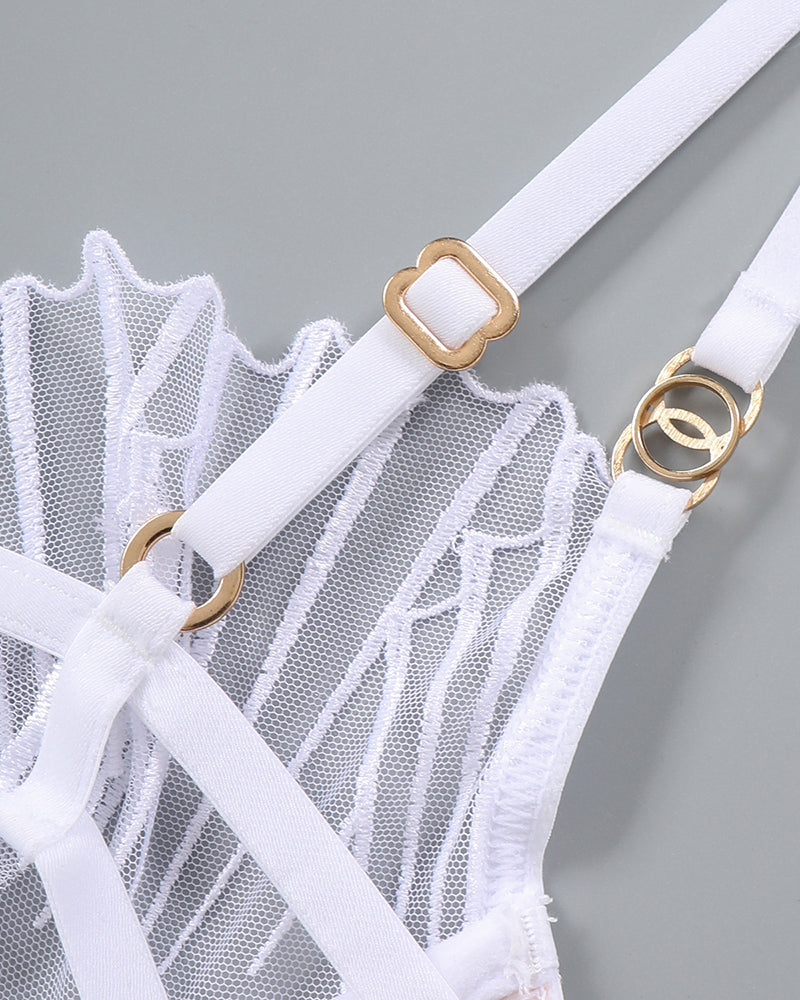 Dünner bestickter BH und Panty 2 Sets