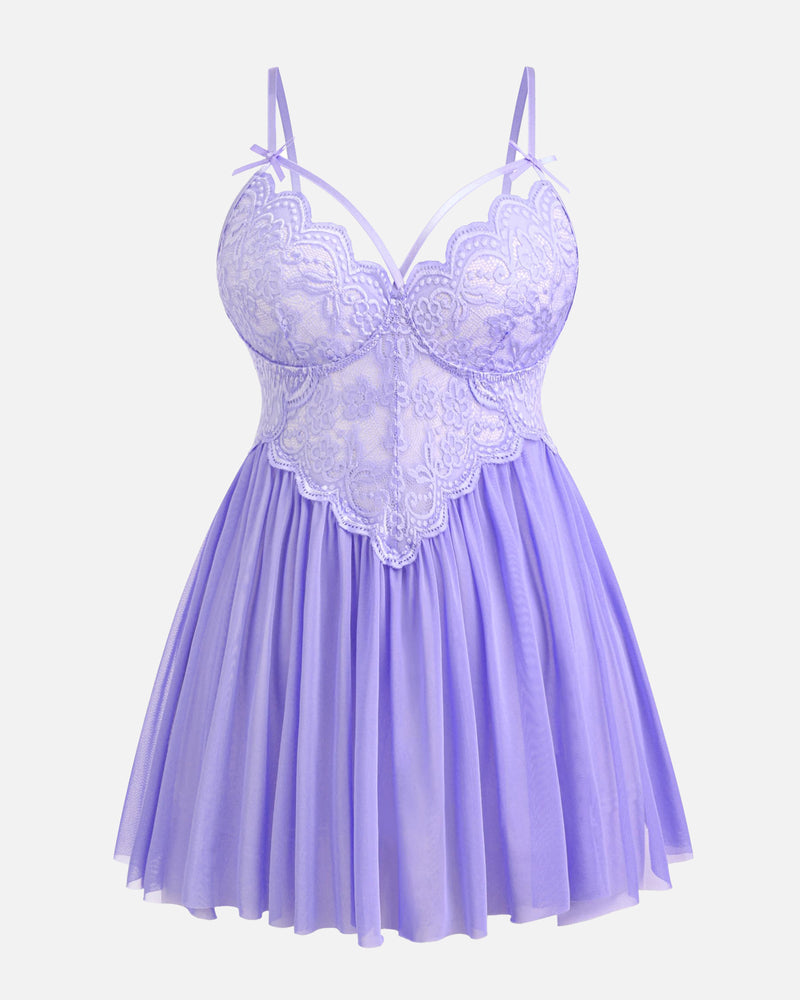 Plus Größe V-Ausschnitt Mesh Seite Schlitz Babydolls