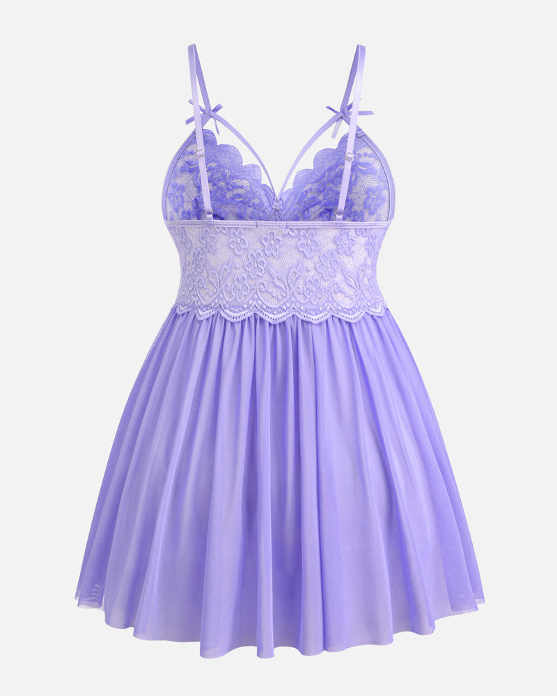 Plus Größe V-Ausschnitt Mesh Seite Schlitz Babydolls