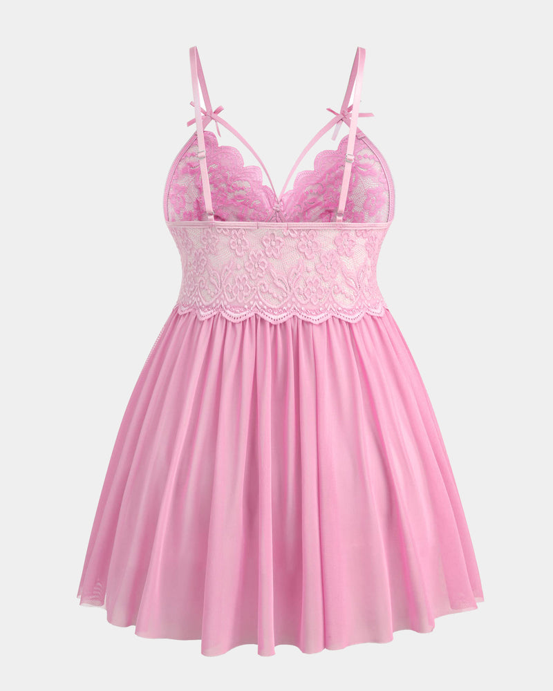 Plus Größe V-Ausschnitt Mesh Seite Schlitz Babydolls