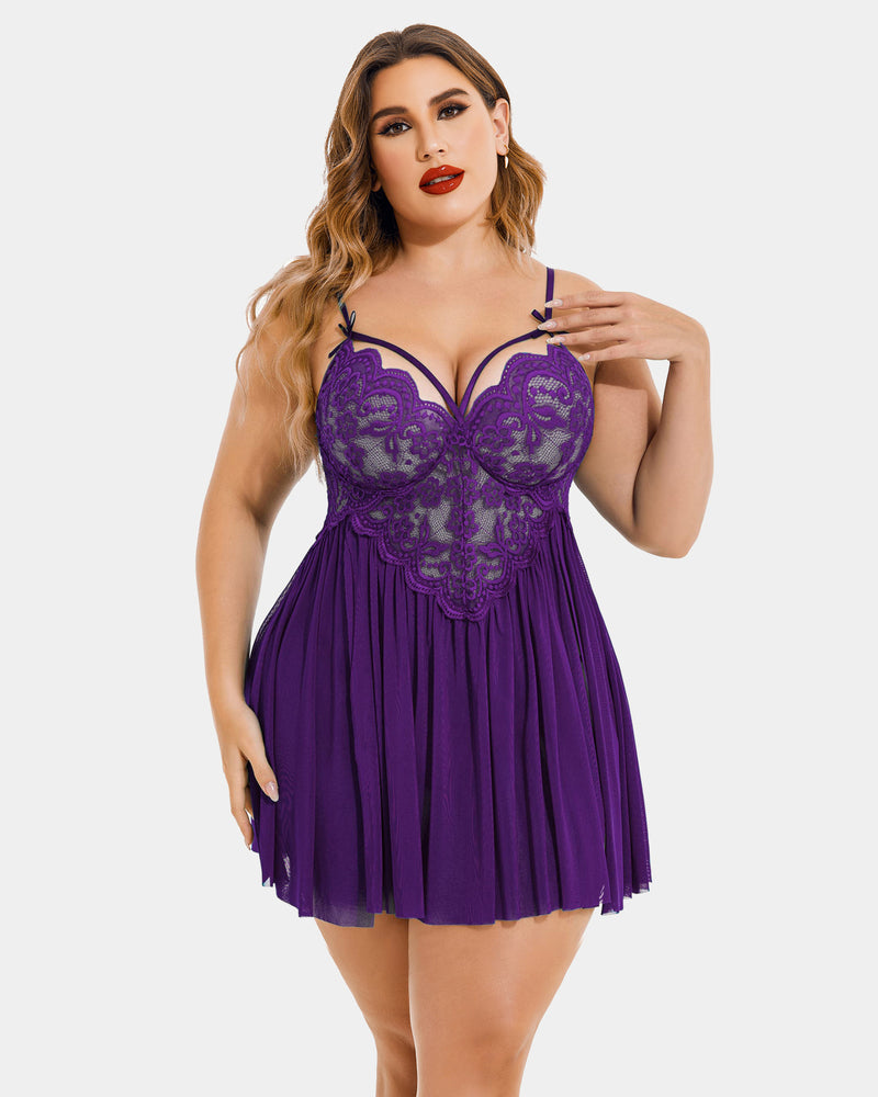 Weihnachten Plus Size Babydoll aus Spitze