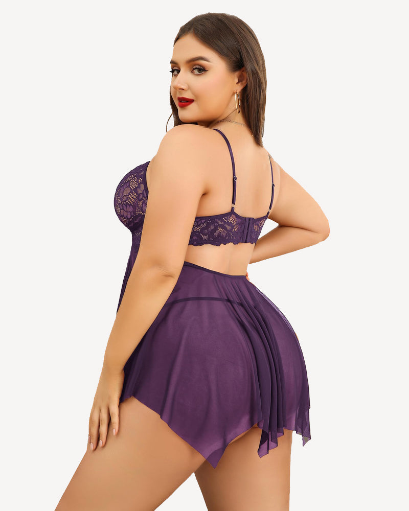 Plus Size Spitze Braut Babydoll Nachthemden