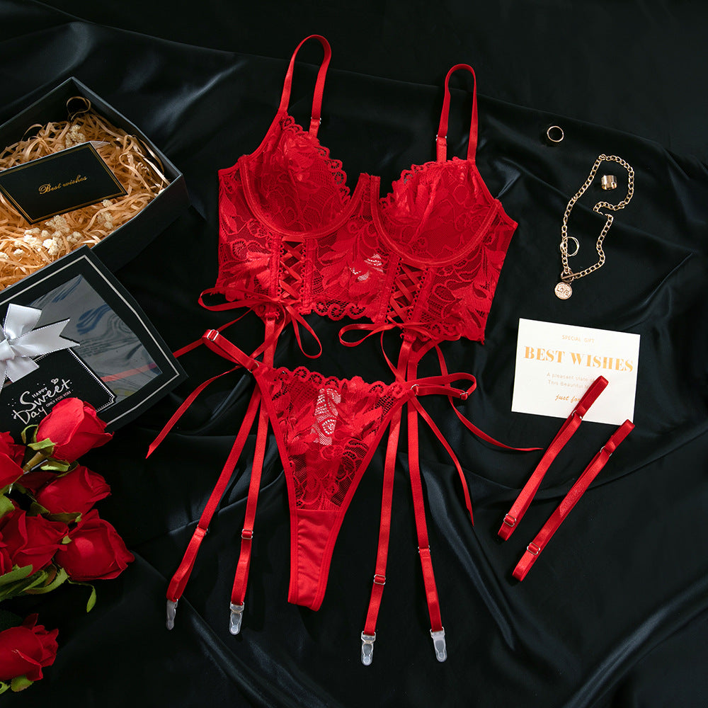 Kisshuts Verstellbares besticktes Dessous-Set - Sexy Tanga-Verführung