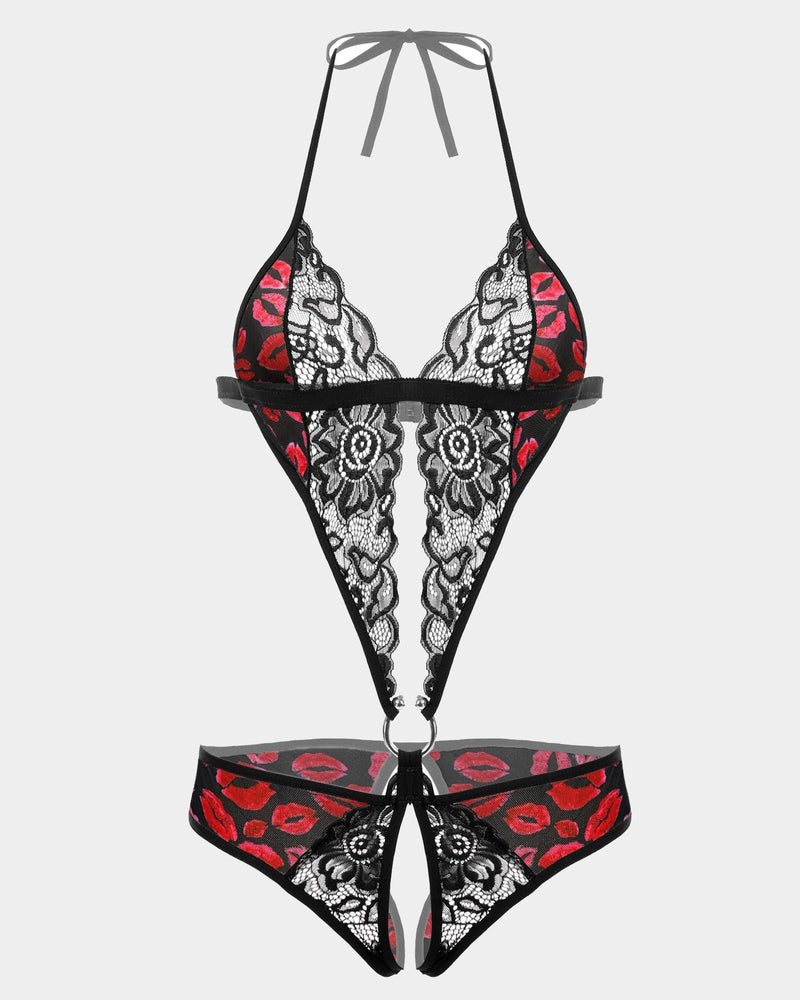 Leopard Tiefer V-Spitzen-Mini-Bodysuit