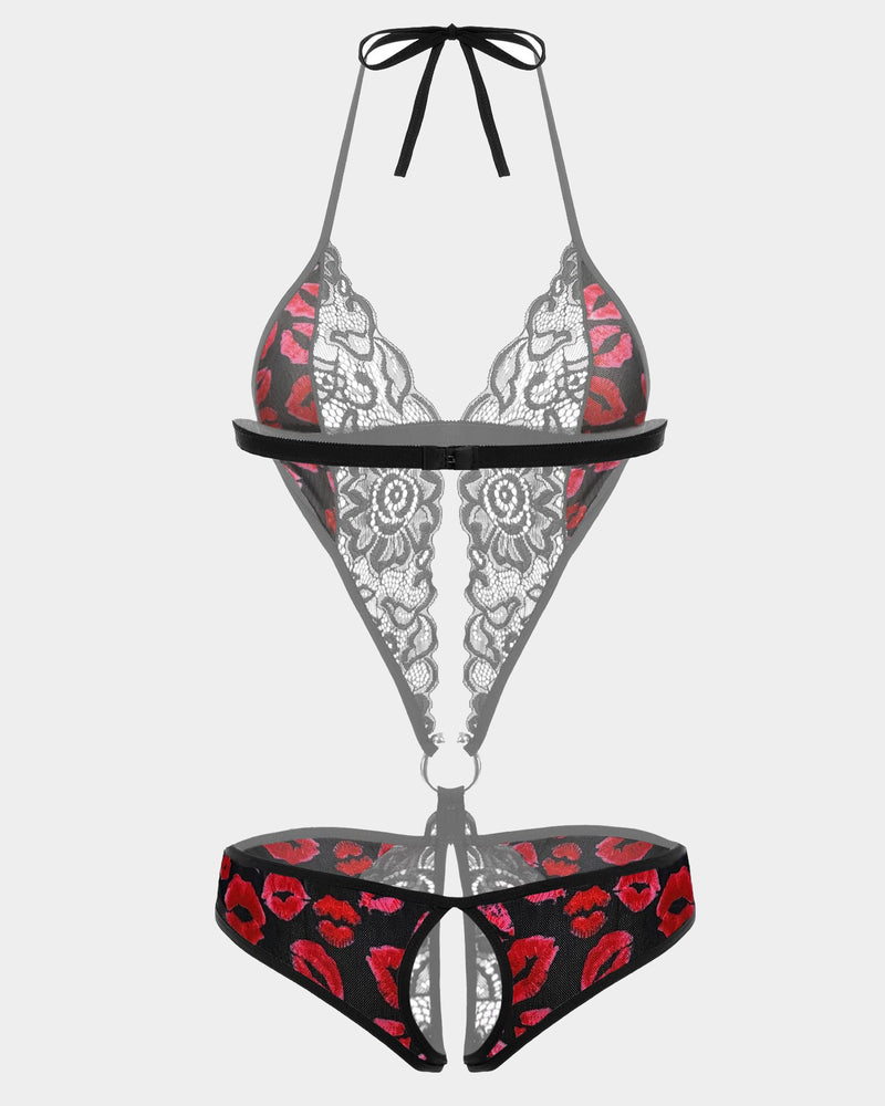 Leopard Tiefer V-Spitzen-Mini-Bodysuit