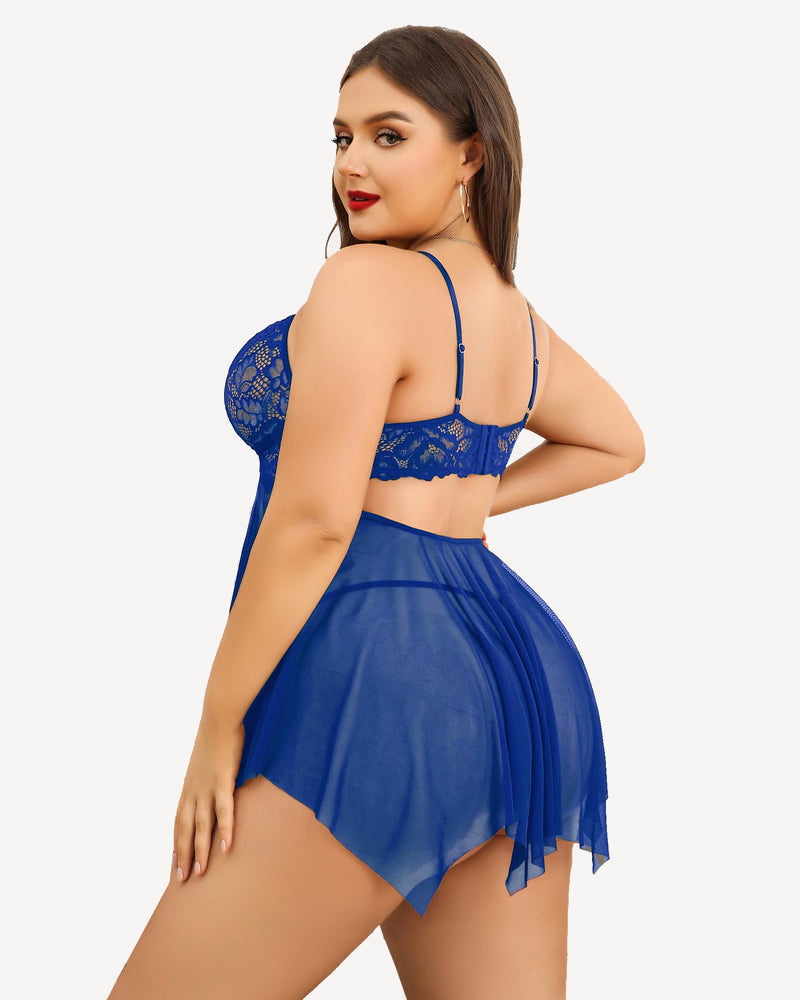 Plus Size Spitze Braut Babydoll Nachthemden