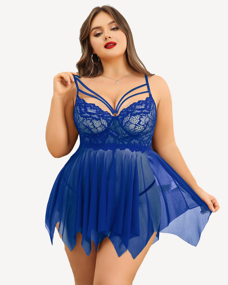 Plus Size Spitze Braut Babydoll Nachthemden