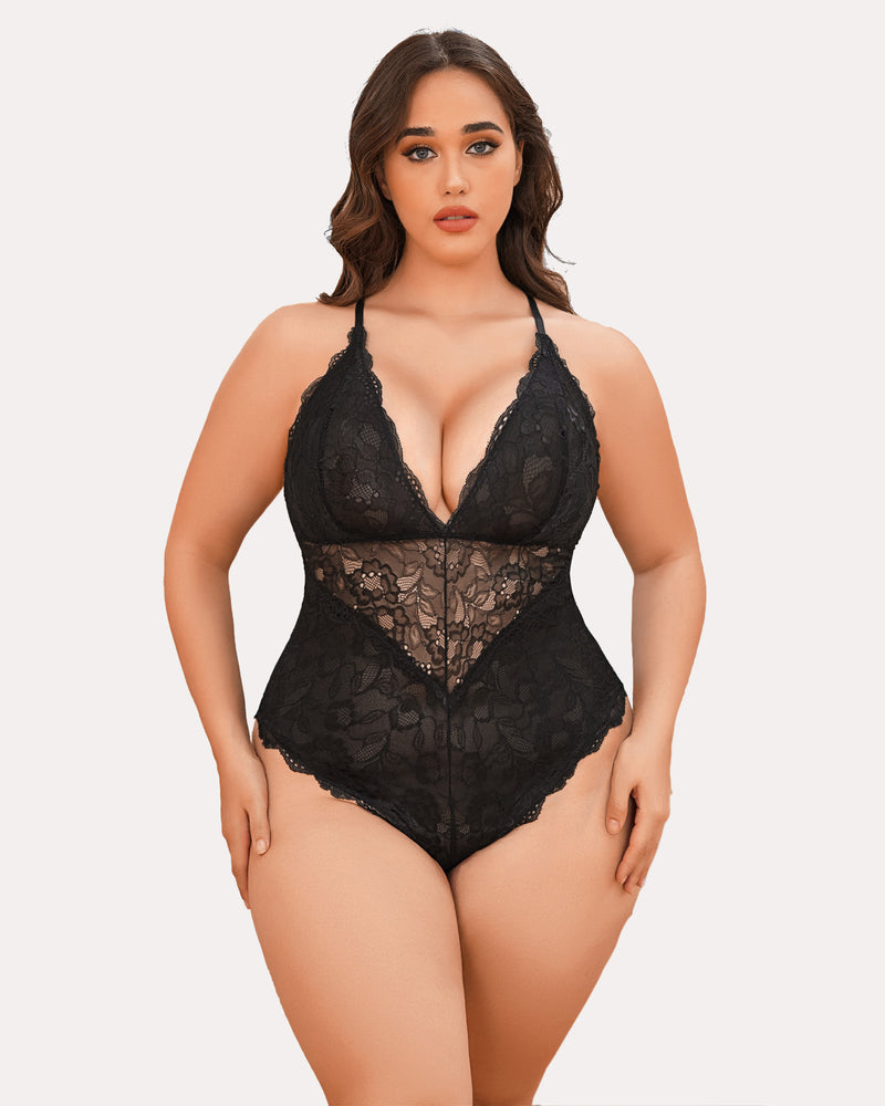 Pius Größe Snap Crotch Lace Bodysuit