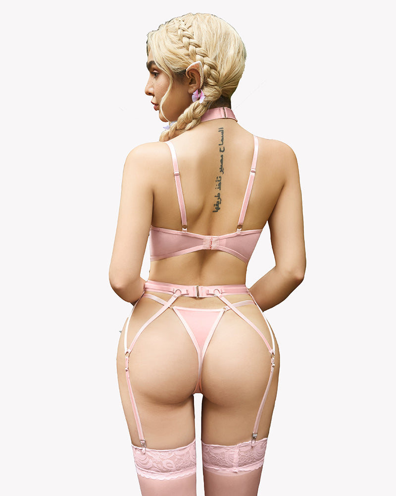 Bestickter Spitzen-BH und Panty-Set