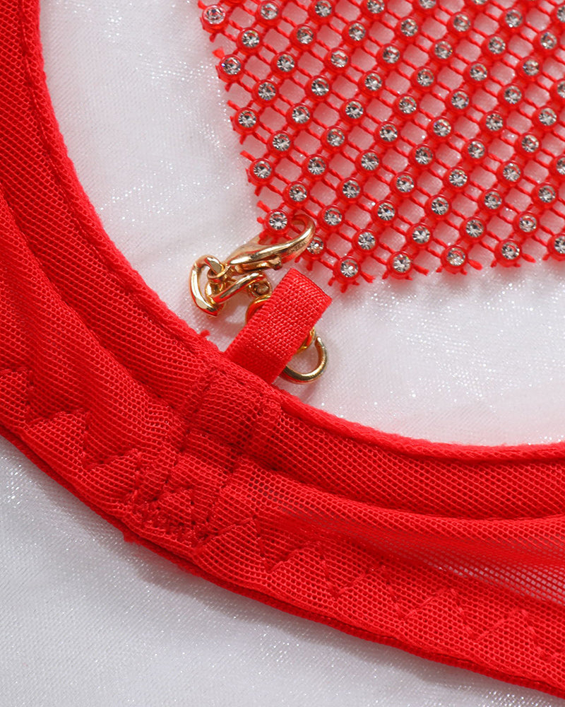 Love Heart Kette Mesh 5PCS Dessous Set
