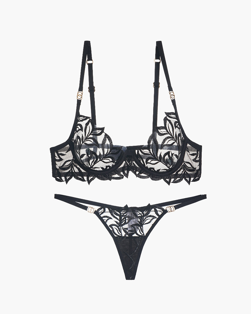 Bestickter Spitzen-BH und -Tanga 2er-Set