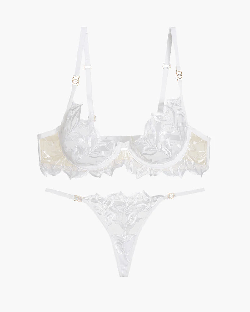 Bestickter Spitzen-BH und -Tanga 2er-Set