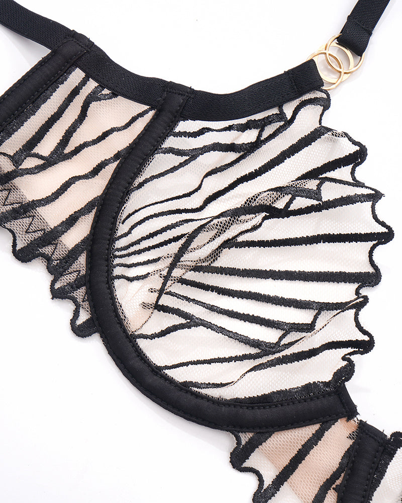 Dünner bestickter BH und Panty 2 Sets