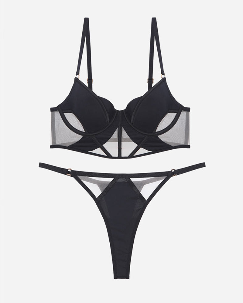 Push Up Mesh Hollow BH und Tanga Set