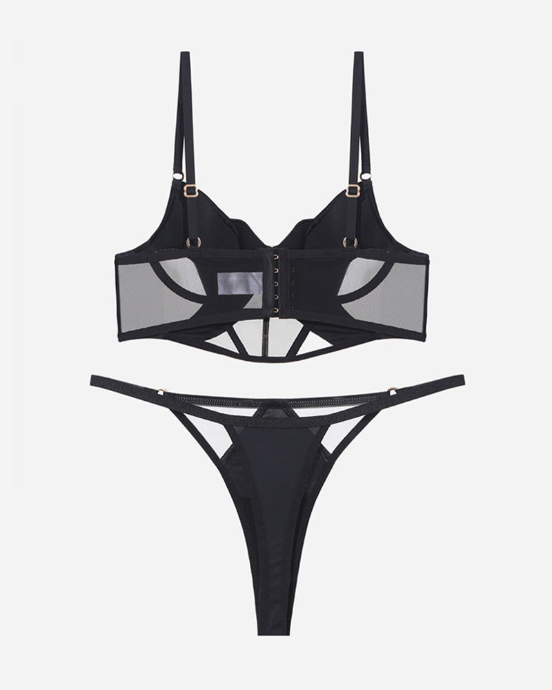 Push Up Mesh Hollow BH und Tanga Set