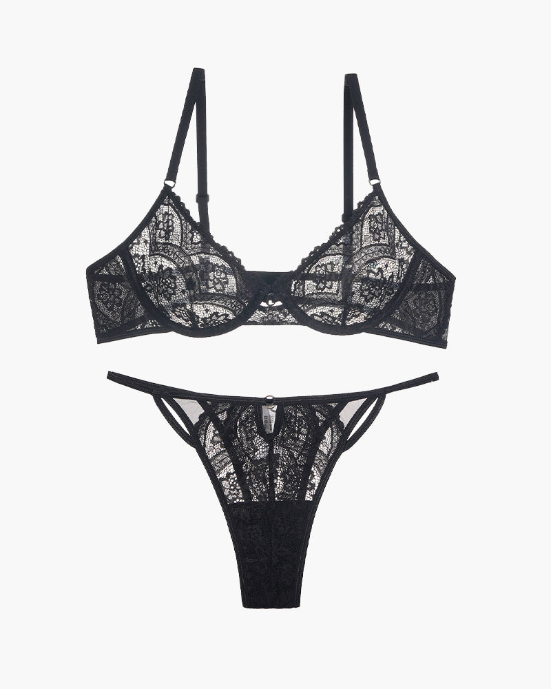 Spitze 3/4 Cup BH und Tanga Set