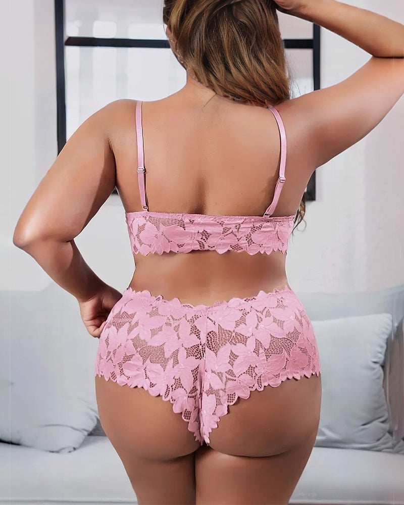 Blumenapplikationen Schleife Knoten Spitze BH & Panty Set
